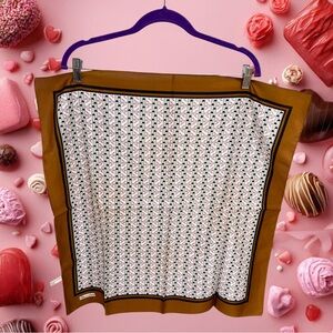 Eileen Wood brown and white silky square scarf with love doves